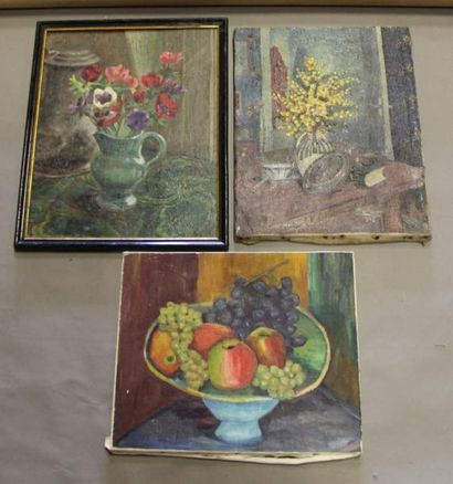 Ecole moderne Nature-morte Dix huiles sur...