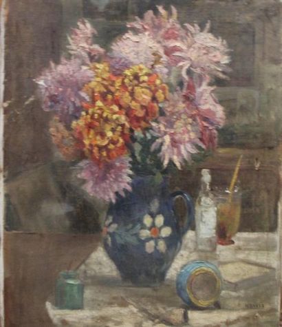 Ecole moderne Nature-morte aux bouquets de...