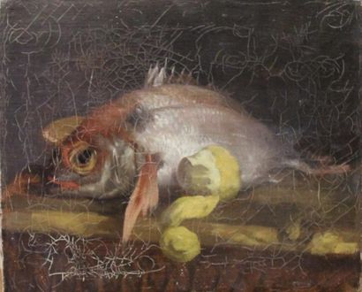 Ecole moderne Nature-morte aux poissons Trois...