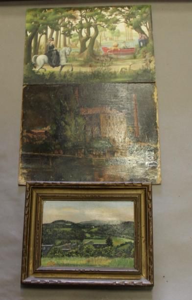 Ecole moderne Paysage Sept huiles sur toile...