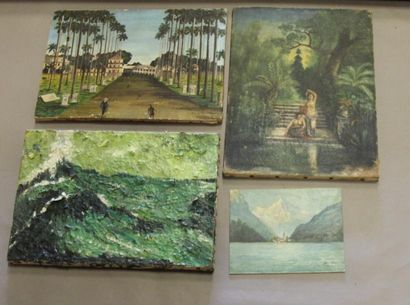 Ecole moderne Paysage Sept huiles sur toile...