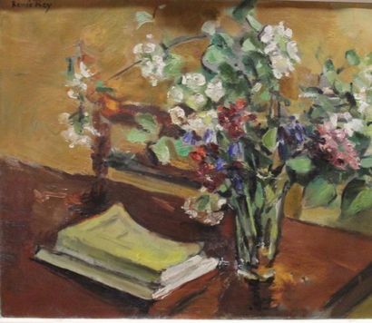 Ecole moderne Nature morte au bouquet Huile...