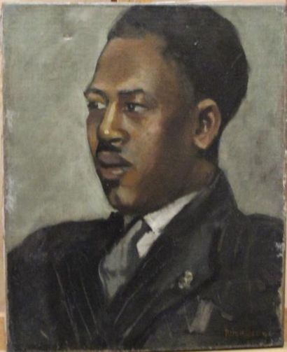 Ecole moderne Portrait d'homme Quatre huiles...