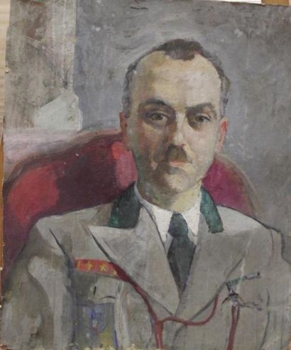 Ecole moderne Portrait d'homme Quatre huiles...