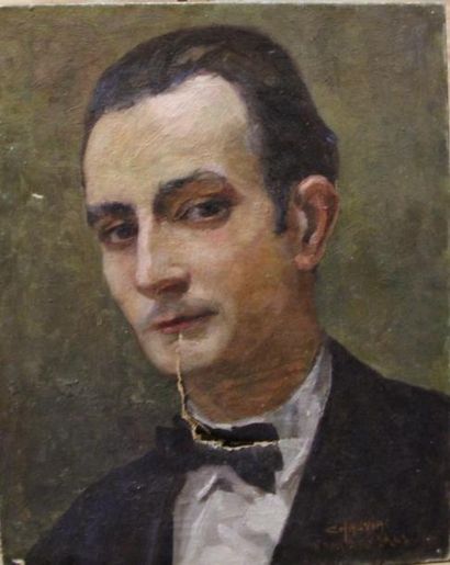 Ecole moderne Portrait d'homme Quatre huiles...
