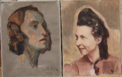 Ecole moderne Portrait de femme Sept huiles...