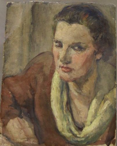 Ecole moderne Portrait de femme Sept huiles...