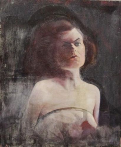 Ecole moderne Portrait de femme Quatre huile...