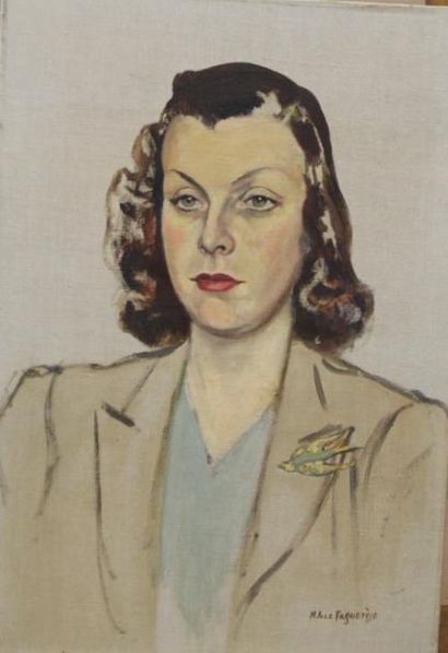 Ecole moderne Portrait de femme Quatre huile...