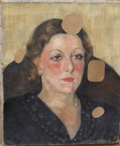 Ecole moderne Portrait de femme Quatre huile...