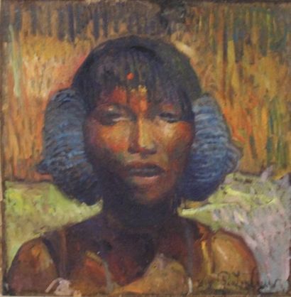 Ecole moderne Portrait de femme Quatre huile...
