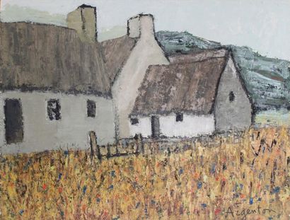 Roger ARGENTON (1908-1990) Chaumières bretonnes...