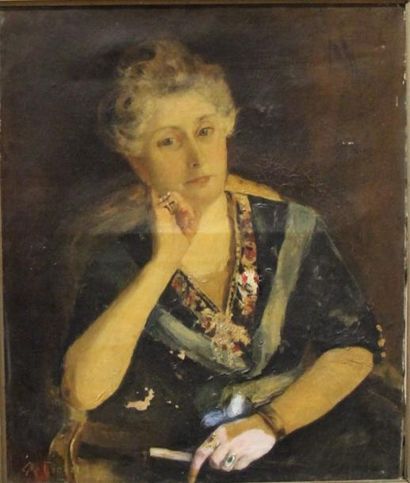 Ecole XIX Deux portraits de femme Huiles...