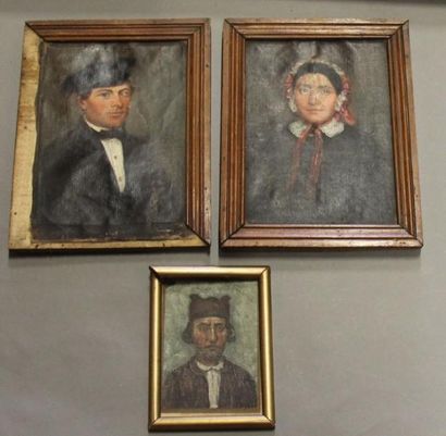 Ecole XIXème s. Portraits Six huiles sur...