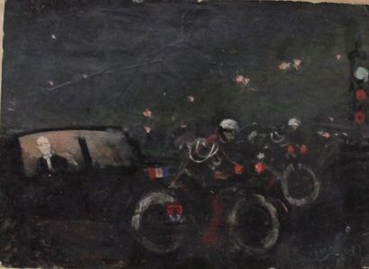 Ecole moderne Cycliste Deux huiles sur carton...