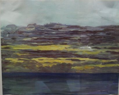 MANOURY Coucher de soleil Paire de gouaches...