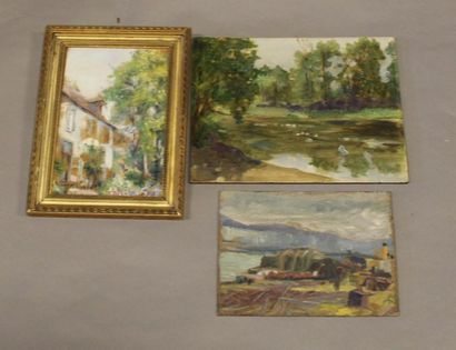 Ecole moderne Paysage Dix huiles sur toile...