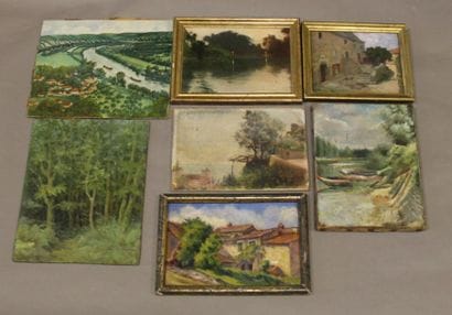 Ecole moderne Paysage Dix huiles sur toile...