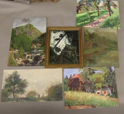 Ecole moderne Paysage Dix huiles sur toile...