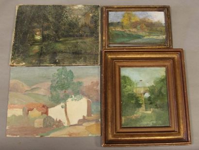 Ecole moderne Paysage Dix huiles sur toile...
