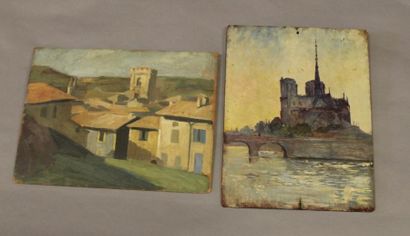Ecole moderne Paysage Dix huiles sur toile...
