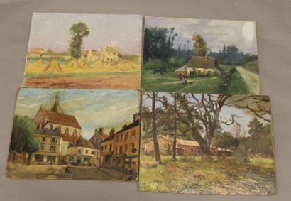 Ecole moderne Paysage Dix huiles sur toile...