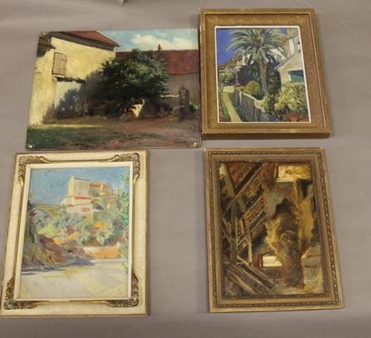 Ecole moderne Paysage Dix huiles sur toile...