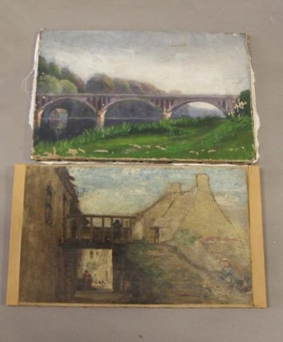 Ecole moderne Paysage Dix huiles sur toile...