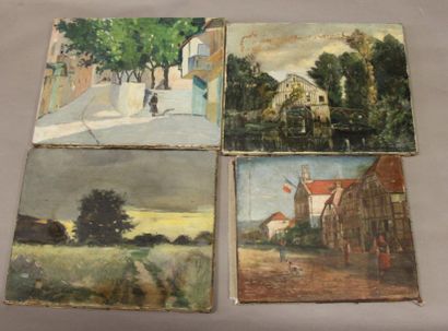 Ecole moderne Paysage Dix huiles sur toile...