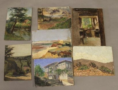 Ecole moderne Paysage Vingt huiles sur toile...