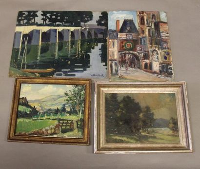 Ecole moderne Paysage Dix huiles sur toile...