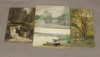 Ecole moderne Paysage Seize huiles sur toile...