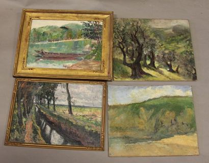 Ecole moderne Paysage Seize huiles sur toile...