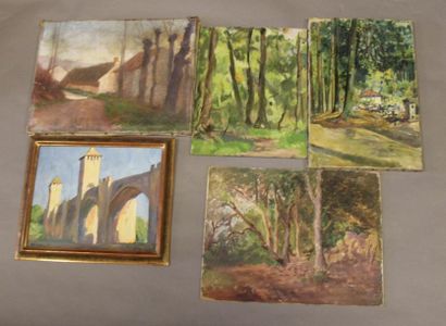 Ecole moderne Paysage Seize huiles sur toile...