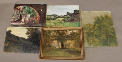 Ecole moderne Paysage Seize huiles sur toile...