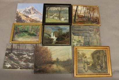 Ecole moderne Paysage Seize huiles sur toile...