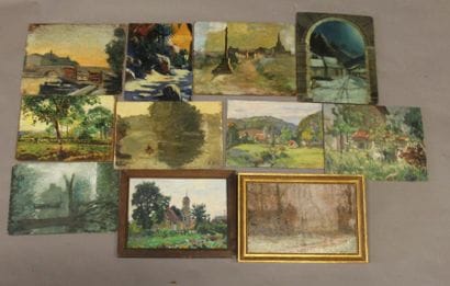 Ecole moderne Paysage Seize huiles sur toile...