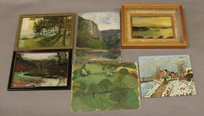 Ecole moderne Paysage Seize huiles sur toile...