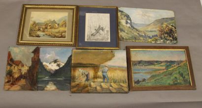 Ecole moderne Paysage Seize huiles sur toile...