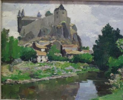 Maurice PELLERIER (1875-?) Village Huile...