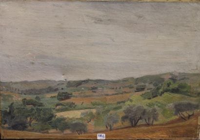 Ecole moderne Paysage Quatre huiles sur toile...