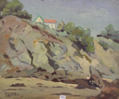 Ecole moderne Paysage Quatre huiles sur toile...