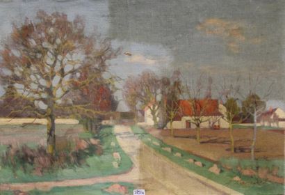 Ecole moderne Paysage Quatre huiles sur toile...