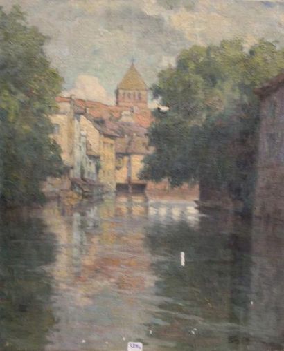 Ecole moderne Paysage Quatre huiles sur toile...