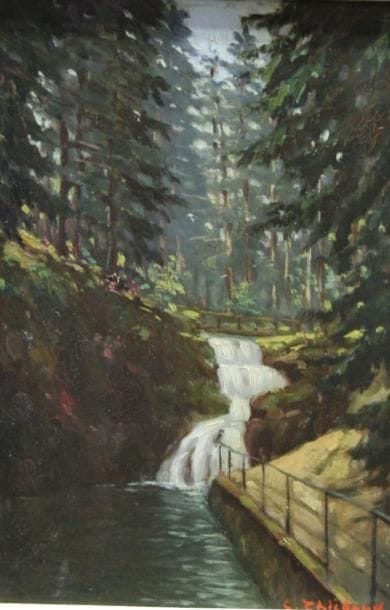 Ecole moderne Paysage Quatre huiles sur toile...