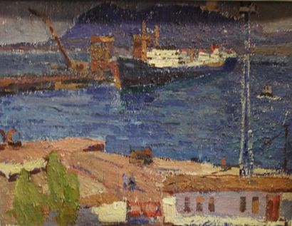 Ecole moderne Paysage Quatre huiles sur toile...