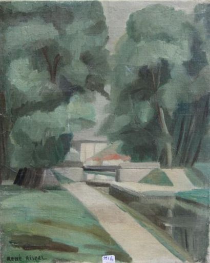 Ecole moderne Paysage Quatre huiles sur toile...