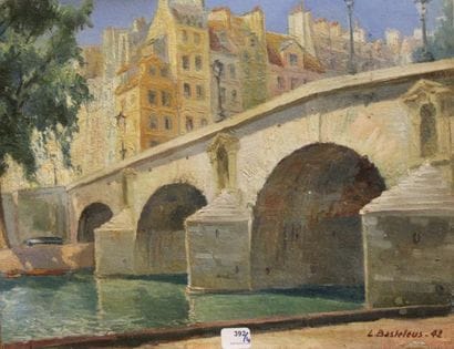 Ecole moderne Paysage Quatre huiles sur toile...