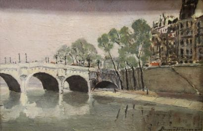 Ecole moderne Paysage Quatre huiles sur toile...