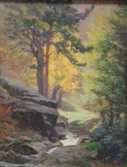 Ecole moderne Paysage Six huiles sur toile...
